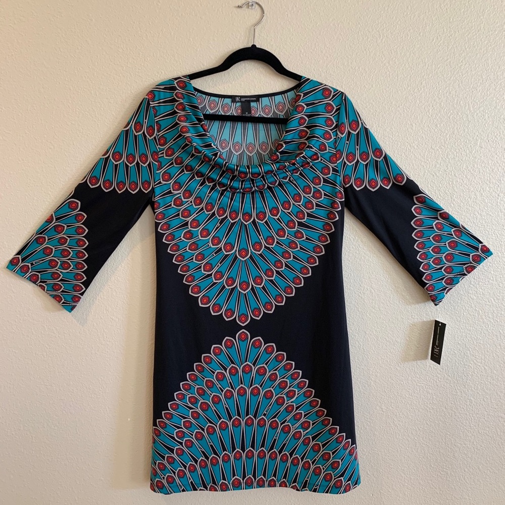 I•N•C  Tribal Escape Peacock-Print Dress